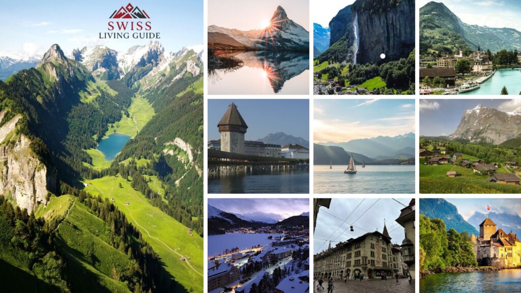 Lauterbrunnen Valley with waterfalls, green meadows, and dramatic alpine cliffs
