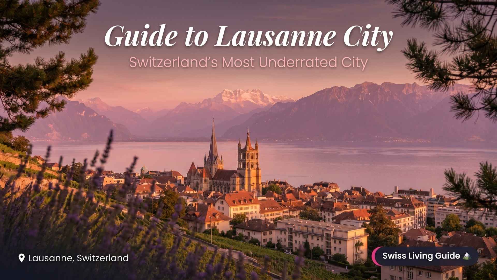 Panoramic view of Lausanne city and Lake Geneva in Switzerland